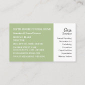 Lily Flowers, Funeral Home, Directors Visitekaartje (Achterkant)