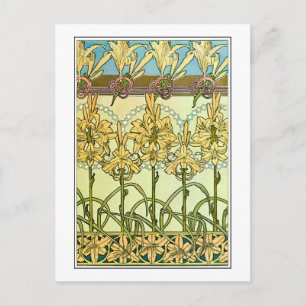 Lily Flowers of Art Nouveau Style, Mucha Briefkaart