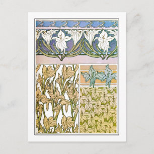 Lily Flowers of Art Nouveau Style, Mucha Briefkaart