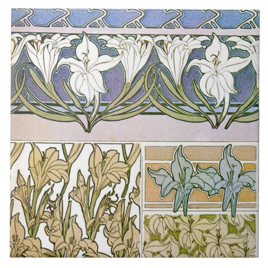 Lily Flowers of Art Nouveau Style, Mucha Tegeltje (Voorkant)
