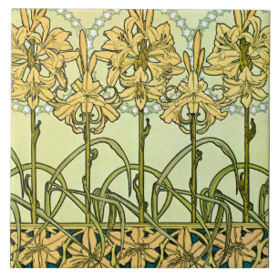 Lily Flowers of Art Nouveau Style, Mucha Tegeltje
