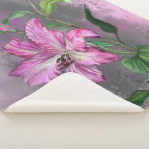 Lily Flowers Sherpa Blanket Deken