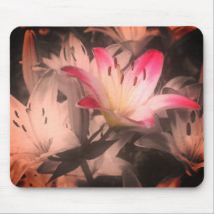 Lily Flowers  zwart en wit Muismat