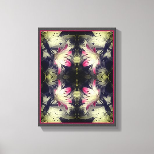 Lily Flowers Zwart-wit Gedeeltelijk Abstract Canvas Afdruk (Voorkant)