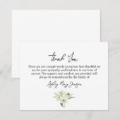 Lily Funeral Thank You Note Card Bereavement Bedankkaart (Voorkant / Achterkant)