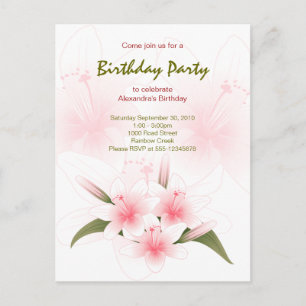 Lily Garden Birthday Party Invitation Uitnodiging Briefkaart