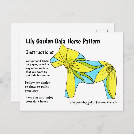 Lily Garden Dala Horse Pattern om te delen Feestdagenkaart (Voorkant / Achterkant)