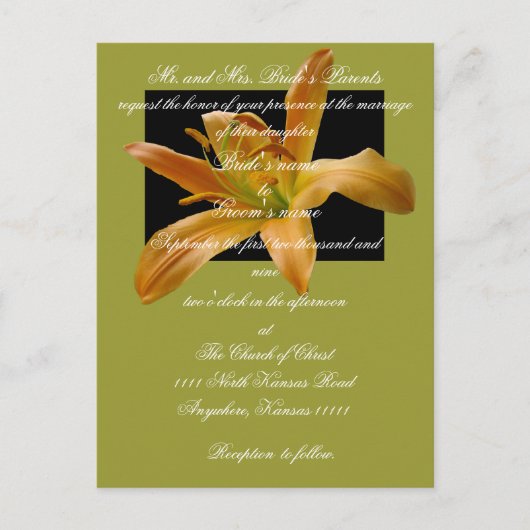 Lily Huwelijksuitnodiging met Schrift Uitnodiging Briefkaart (Voorkant)