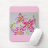  Lily in roze Waterverf schilderende lium Muismat (Met muis)