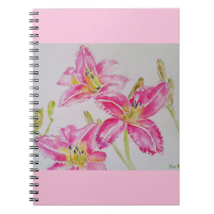  Lily in roze Waterverf schilderende lium Notitieboek