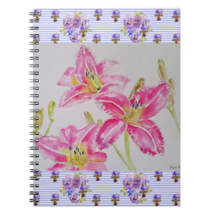 Lily in roze Waterverf schilderkunst Notitieboek
