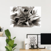 Lily in zwart en wit poster (Thuiskantoor)