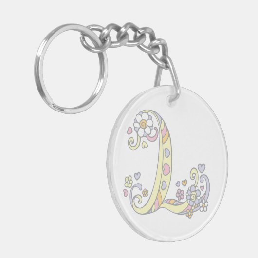 Lily initiaal L meisjes noemen persoonlijke sleute Sleutelhanger (Voorkant Links)