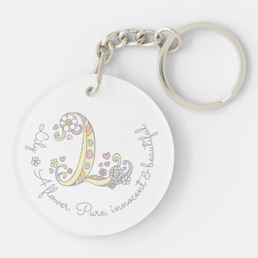 Lily initiaal L meisjes noemen persoonlijke sleute Sleutelhanger (Achterkant)