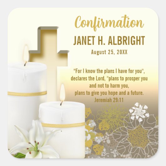 Lily Kaars Kruis Vierkante Sticker (Voorkant)