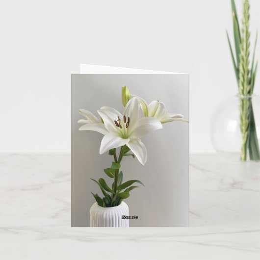 Lily Lullaby | Witte Eenvoudige Bloemschildering Kaart (Achterkant)