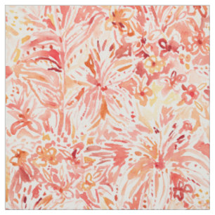 LILY LUST Peach Painterly Floral Stof