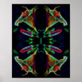 Lily Mirror Abstracte neonbloemenkunst Poster (Voorkant)