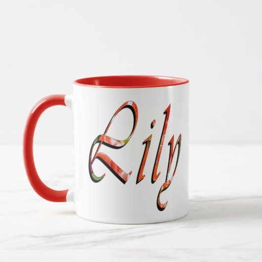Lily, naam Logo Red Combo Coffee Mok (Links)