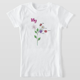 Lily Naam Meisjes Bloemen T-Shirt