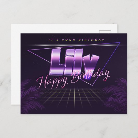 Lily Name Vorname lila Postkarte Geburtstag Briefkaart (Voorkant / Achterkant)