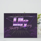 Lily Name Vorname lila retro Karte Geburtstag Kaart (Staand voorkant)