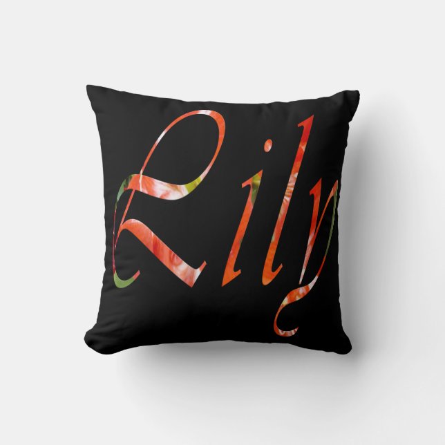 Lily, Nom Des Filles, Logo, Coussin À Throw Blanc. (Recto)