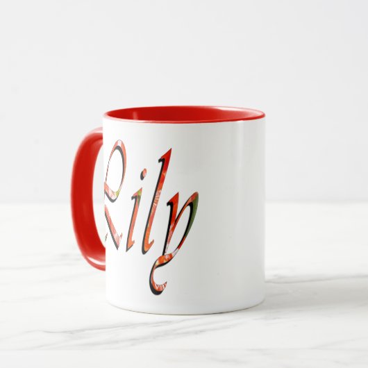 Lily, Nom Logo Rouge Combo Café Mug (Devant gauche)