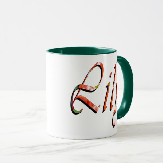 Lily Nom Logo Vert Combo Café Mug (Devant droit)