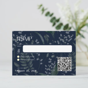 Lily of the Valley Dark Blue Response-Kaart RSVP Kaartje