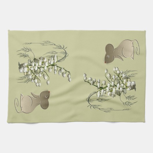 Lily-of-the-Valley en Mouse American MoJo Kitchen Theedoek (Horizontaal)