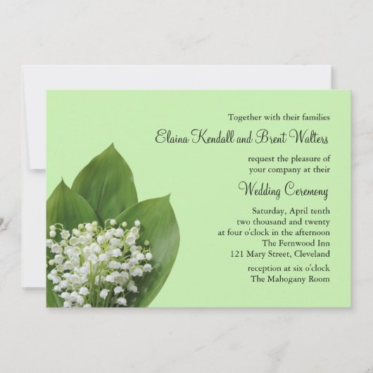 Lily of the Valley Faire-part de mariage (vert) (Devant)