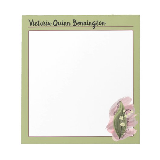 Lily of the Valley Happiness Gepersonaliseerd Groe Notitieblok (Voorkant)