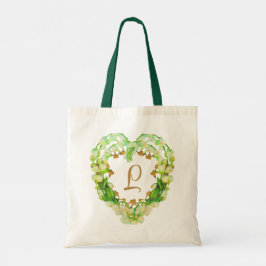 Lily-of-the-Valley Heart Gepersonaliseerd Tote Bag