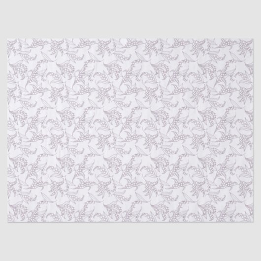 Lily-of-the-Valley Mauve omtrekken op wit patroon Tissuepapier (Voorkant)