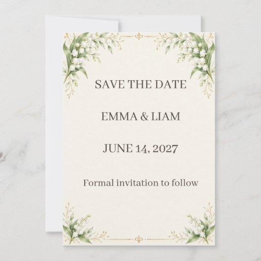 Lily of the Valley Save the Date (Devant)