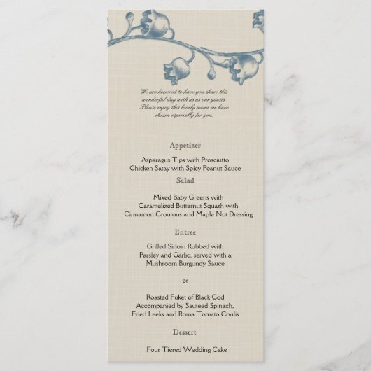 Lily of the Valley sur Ecru Linen Menu Mariage (Devant)