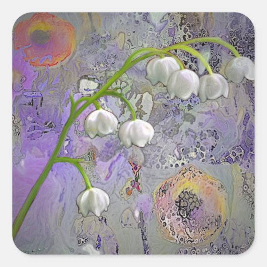LILY OF THE VALLEY VIERKANTE STICKER (Voorkant)
