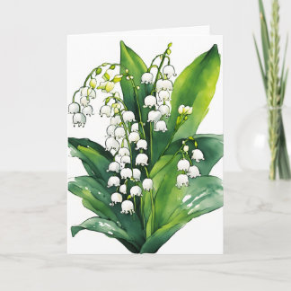Lily of the Valley - Watercolor flowers Kaart