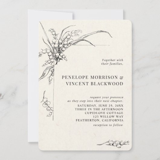 Lily-of-the-Valley Wedding Invitation Kaart (Voorkant)