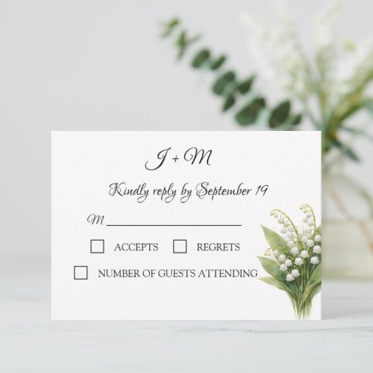Lily of the Valley  White Floral Modern RSVP (Debout devant)