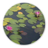 Lily pad Bloem Schilderij Patroon Keramische Knop (Voorkant)