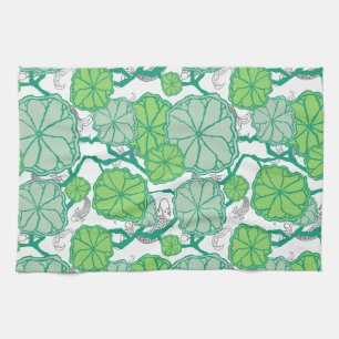 Lily Pad Koi Pond Pattern Kitchen Theedoek