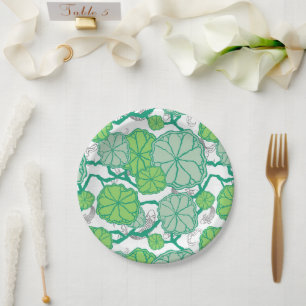 Lily Pad Lotus Pattern Painting Papier Borden Papieren Bordje