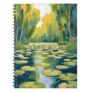 Lily Pad Vijver Groene Aquarel Natuur Notitieboek