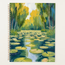 Lily Pad Vijver | Groene Aquarel Natuur