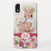 Lily Peony Floral Monogram Foto Case-Mate iPhone Case (Achterkant)