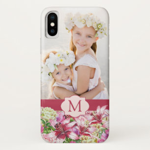 Lily Peony Floral Monogram Foto iPhone X Hoesje