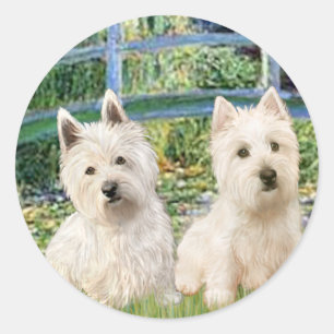 Lily Pond Bridge - Westies (twee) Ronde Sticker
