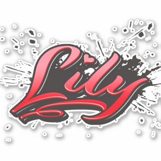 Lily red Heart Graffiti Aufkleber Sticker (Voorkant)
